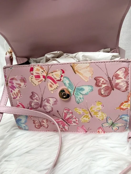 Betsey Johnson Pink Butterfly Crossbody Purse NWT Coquette Y2K Bag - Picture 3 of 6